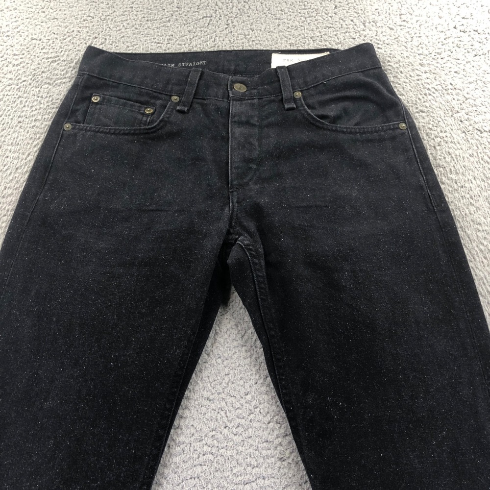 Rag & Bone Jeans Mens 30x34 Black 15x Slim Straight Nap Neppy Button Made In USA - Picture 3 of 16